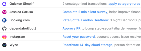 AI-generated email summaries with embedded action links